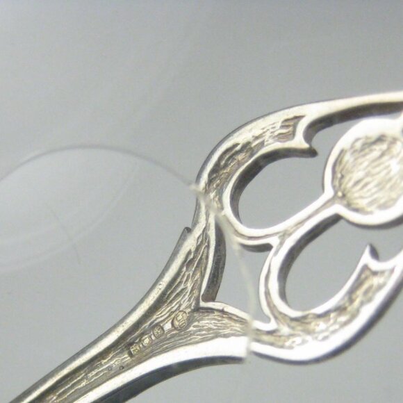 Set Of 4 Vintage Silver Teaspoons Thistle Design Signed - Picture 6 of 11